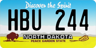 ND license plate HBU244