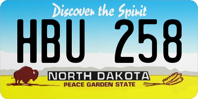 ND license plate HBU258
