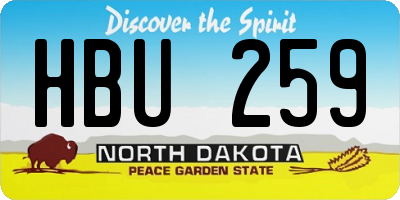 ND license plate HBU259