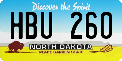 ND license plate HBU260