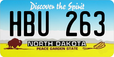 ND license plate HBU263