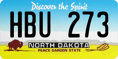 ND license plate HBU273