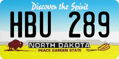 ND license plate HBU289