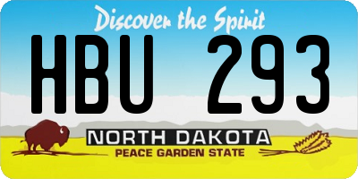 ND license plate HBU293