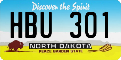 ND license plate HBU301
