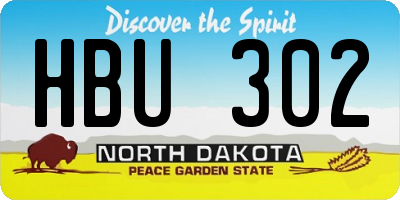 ND license plate HBU302