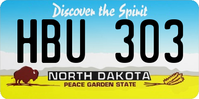 ND license plate HBU303