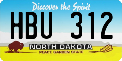 ND license plate HBU312