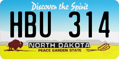 ND license plate HBU314