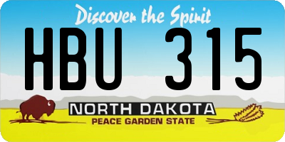 ND license plate HBU315
