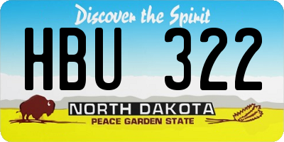 ND license plate HBU322