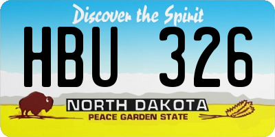 ND license plate HBU326