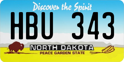 ND license plate HBU343