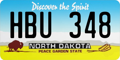 ND license plate HBU348