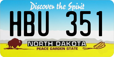 ND license plate HBU351