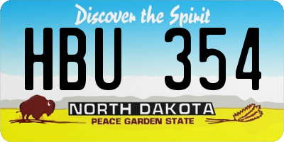 ND license plate HBU354