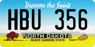 ND license plate HBU356