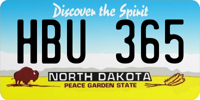 ND license plate HBU365