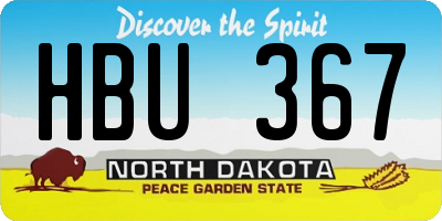 ND license plate HBU367