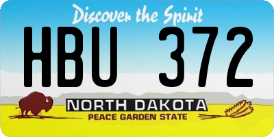 ND license plate HBU372