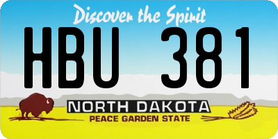ND license plate HBU381
