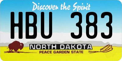 ND license plate HBU383