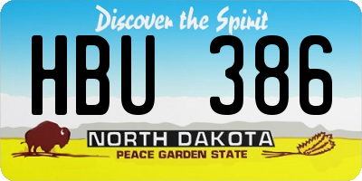 ND license plate HBU386