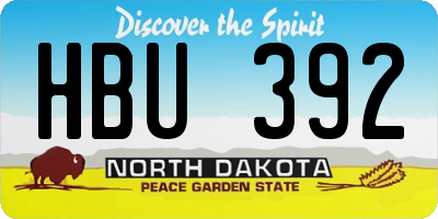 ND license plate HBU392