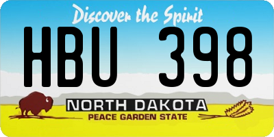 ND license plate HBU398