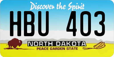 ND license plate HBU403