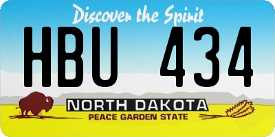 ND license plate HBU434