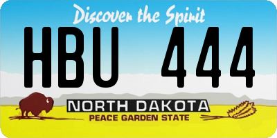 ND license plate HBU444