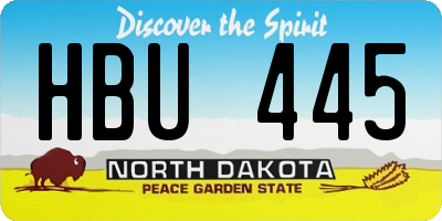 ND license plate HBU445