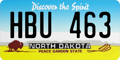 ND license plate HBU463