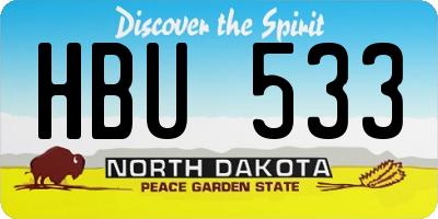 ND license plate HBU533