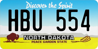 ND license plate HBU554