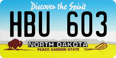 ND license plate HBU603