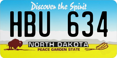 ND license plate HBU634