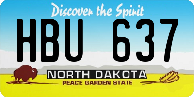 ND license plate HBU637