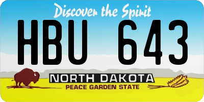 ND license plate HBU643