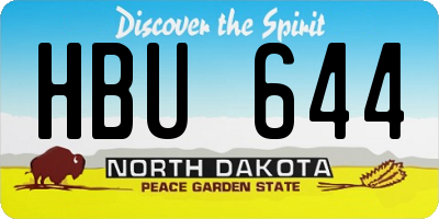 ND license plate HBU644