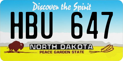 ND license plate HBU647