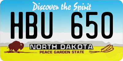 ND license plate HBU650