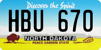 ND license plate HBU670