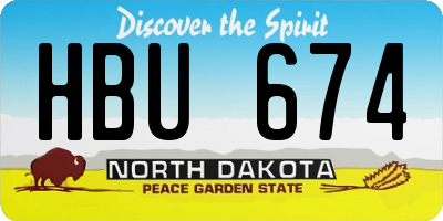 ND license plate HBU674