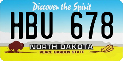 ND license plate HBU678