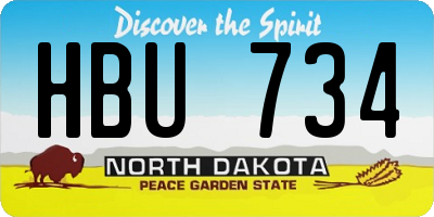 ND license plate HBU734