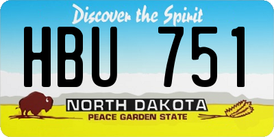 ND license plate HBU751