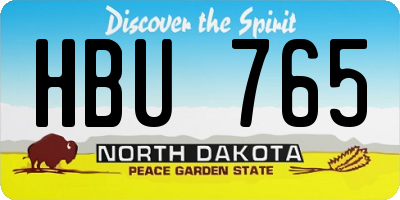 ND license plate HBU765