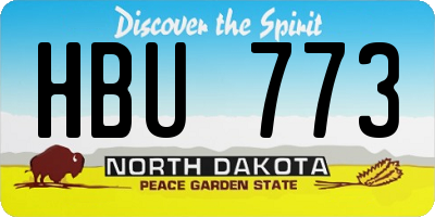 ND license plate HBU773